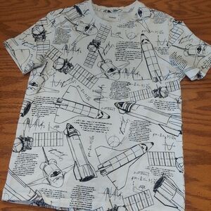 Reserved Space Themed Mens T-shirt Shuttle Satellite Air Craft Size Medium